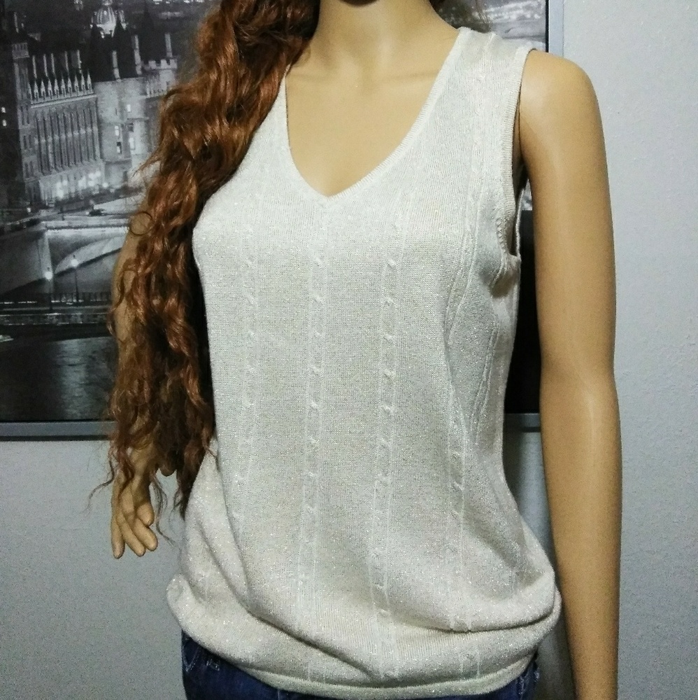 SOLD Blouse, shimmery gold, size Small.